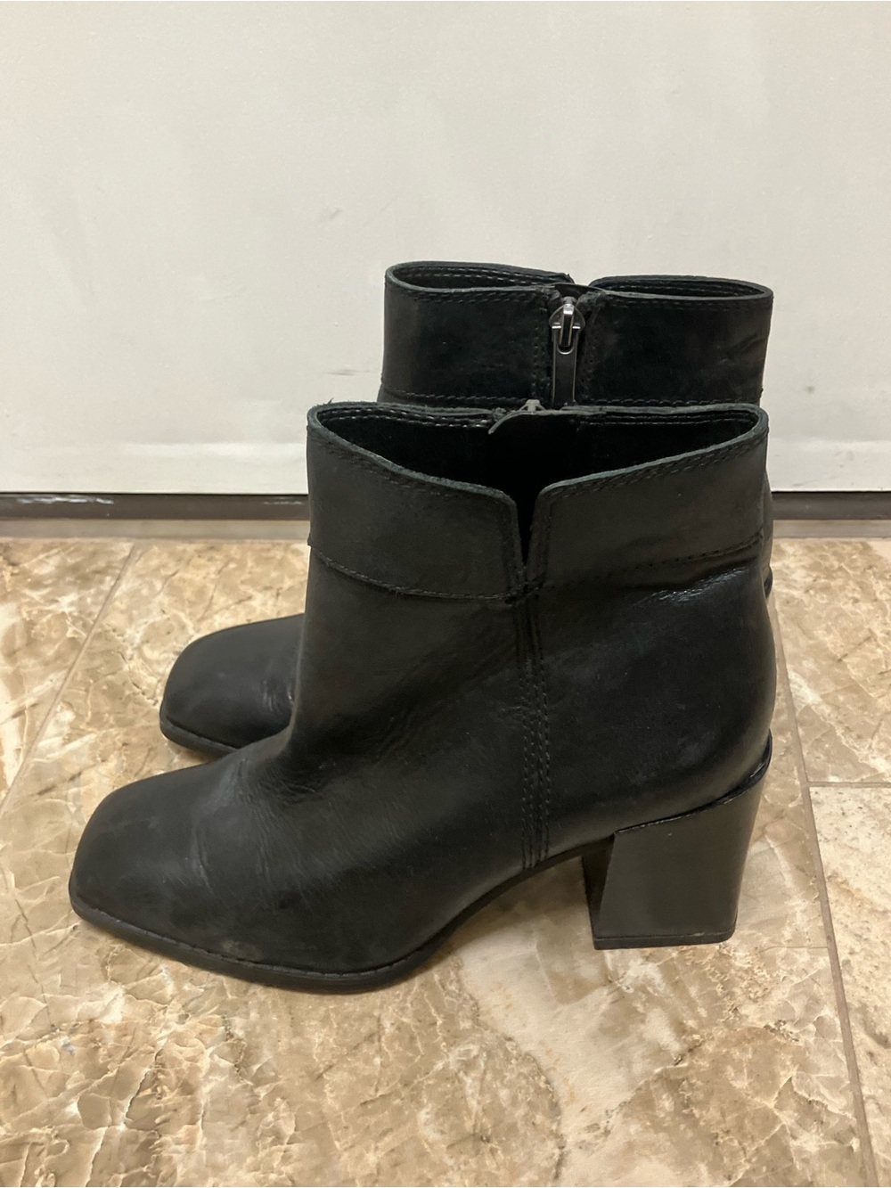 Franco Sarto black leather ankle boots